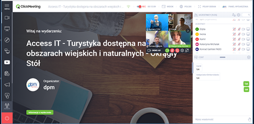dyskusja panelowa na temat: dostępności turystyki na obszarach wiejskich i naturalnych, szczególnie dla grup zagrożonych wykluczeniem, w tym niepełnosprawnych
